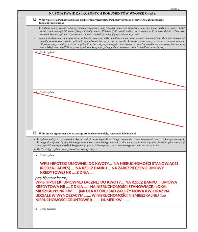 Dokumenty do wpisu hipoteki