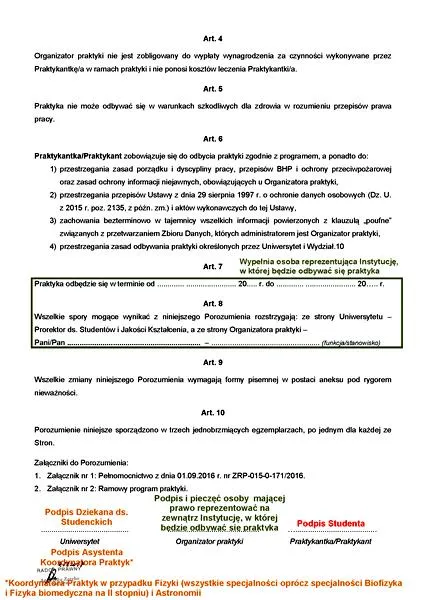 Dokumenty na praktyki zawodowe