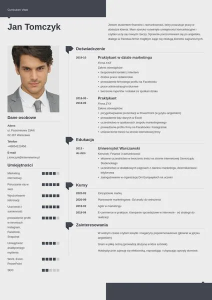 Elementy cv po liceum