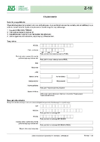 Formularz ZUS Z-10