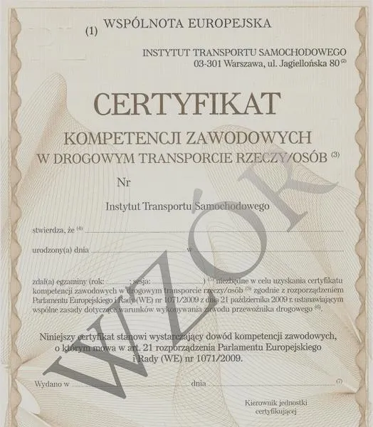 Koszty certyfikatu kompetencji