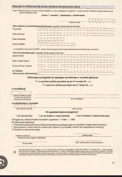 Niezdanie egzaminu zawodowego