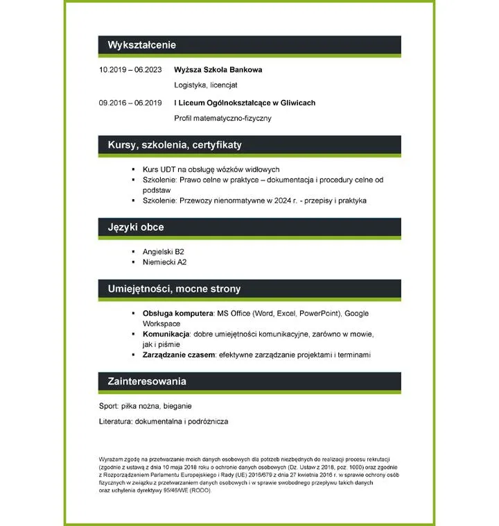 Podsumowanie zawodowe w CV