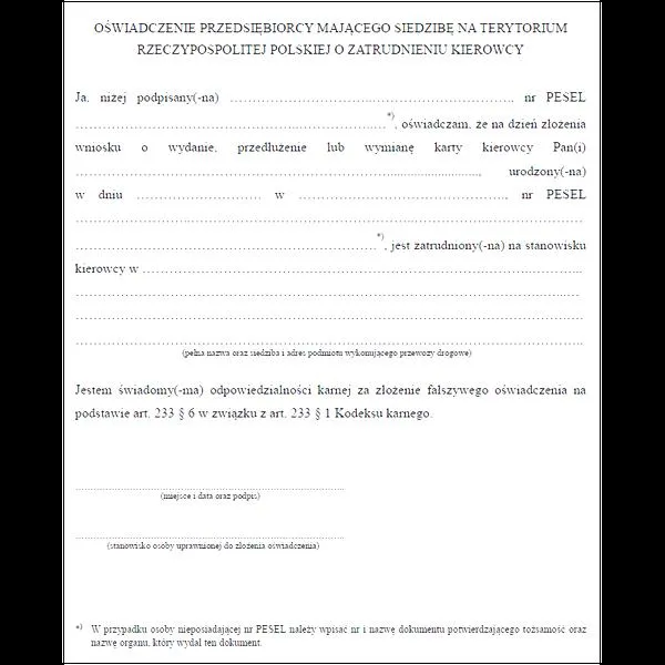 Prawidłowe wypełnienie oświadczenia