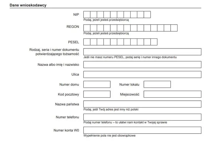 Prawne informacje o wniosku