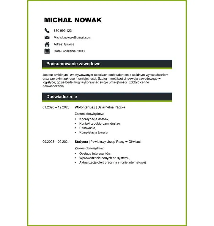 Skuteczne CV dla początkujących