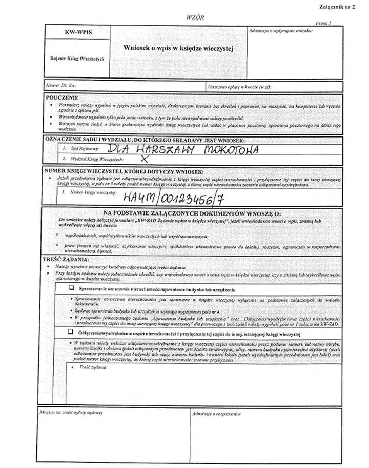 Wniosek o wpis hipoteki