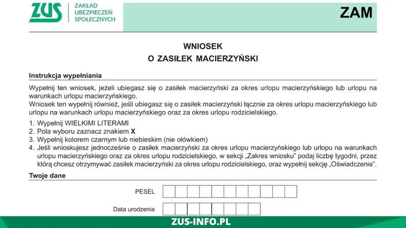 Wymagania dotyczące zasiłku