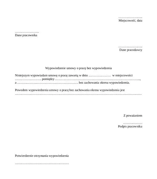 Wypowiedzenie umowy zlecenie